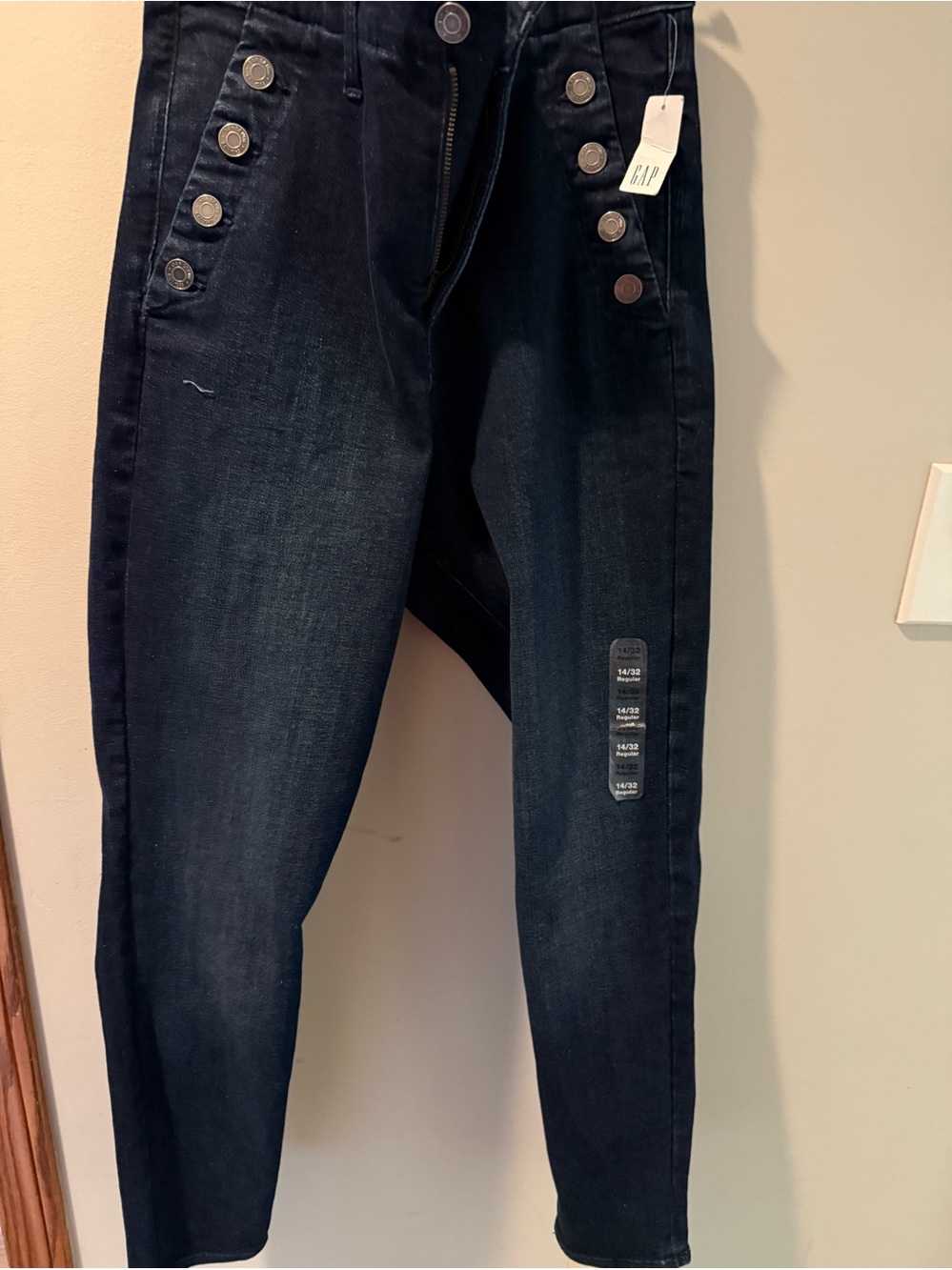 GAP High-Waisted Button-Front Dark Wash Skinny Jeans
